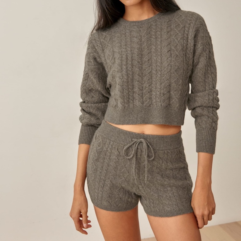 Reformation Alifo Cashmere Cable Shorts NWT